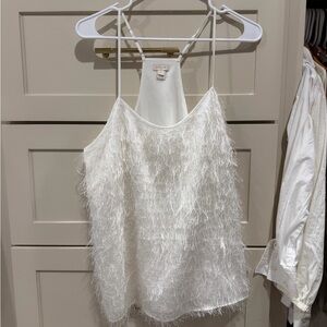 J. Crew White Feather-Trim Racerback Camisole